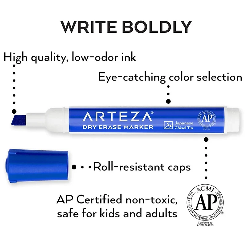 Arteza® Blue Chisel Tip Dry Erase Markers
