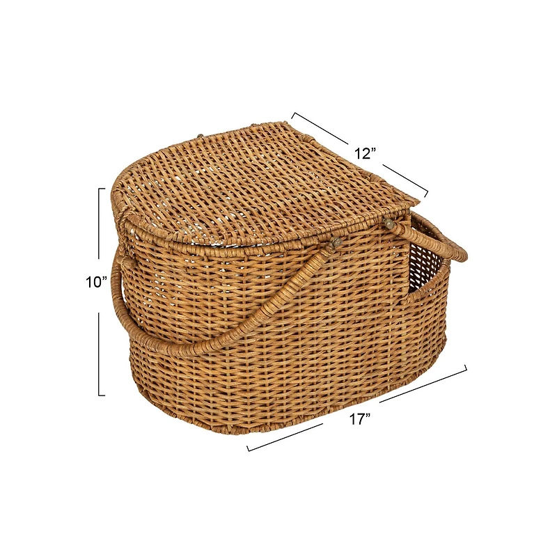 Hello Honey® Natural Oval Wicker Picnic Basket with Open Side Compartment