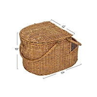 Hello Honey® Natural Oval Wicker Picnic Basket with Open Side Compartment