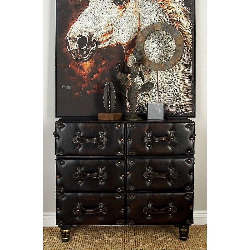 32" Black Faux Leather & Cedar Traditional Chest