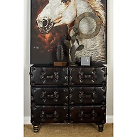 32" Black Faux Leather & Cedar Traditional Chest