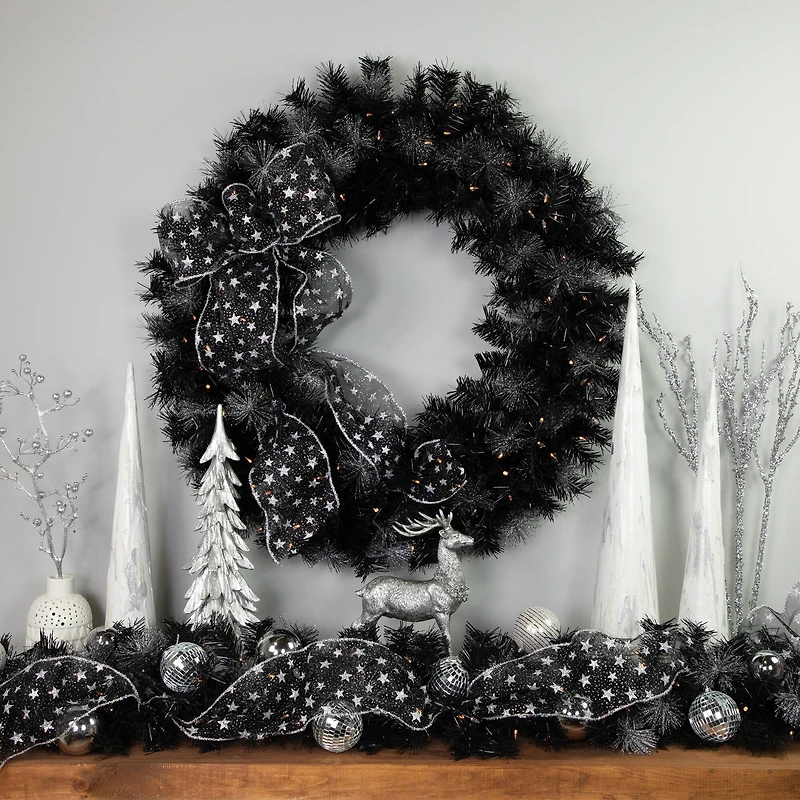 36" LED Black Bristle Artificial Christmas Wreath