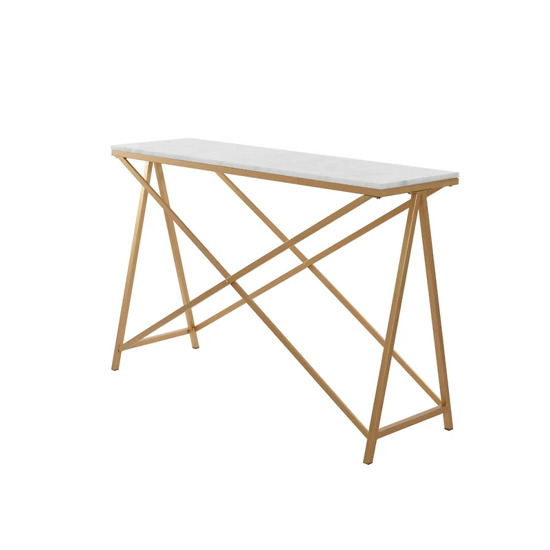 White Iron Contemporary Console Table, 31" x 47" x 14"
