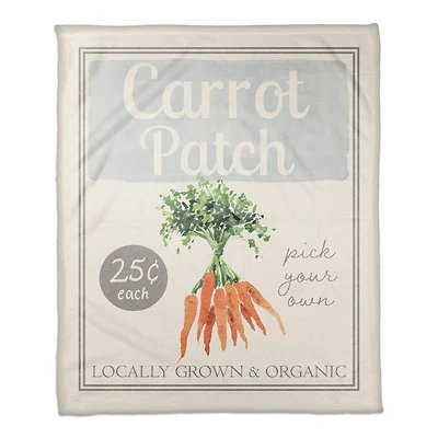 Carrot Patch Sign Watercolor 50" x 60" Coral Fleece Blanket