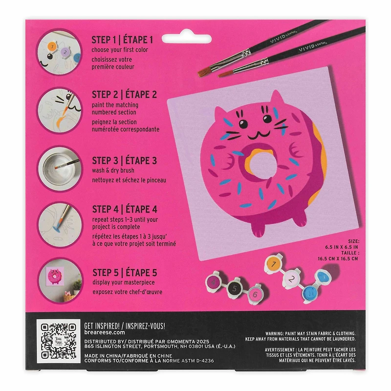 VIVID by Brea Reese® Cat Donut Acrylic Paint-by-Number Kit