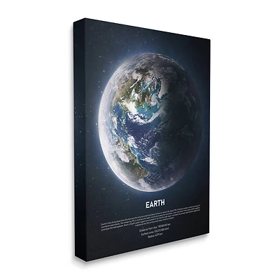 Stupell Industries Planet Earth Infographic Milk Way Outer Space Facts Canvas Wall Art