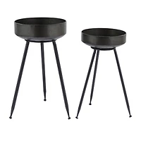 Set of 2" Black Metal Modern Planter, 20" x 20" x 20"