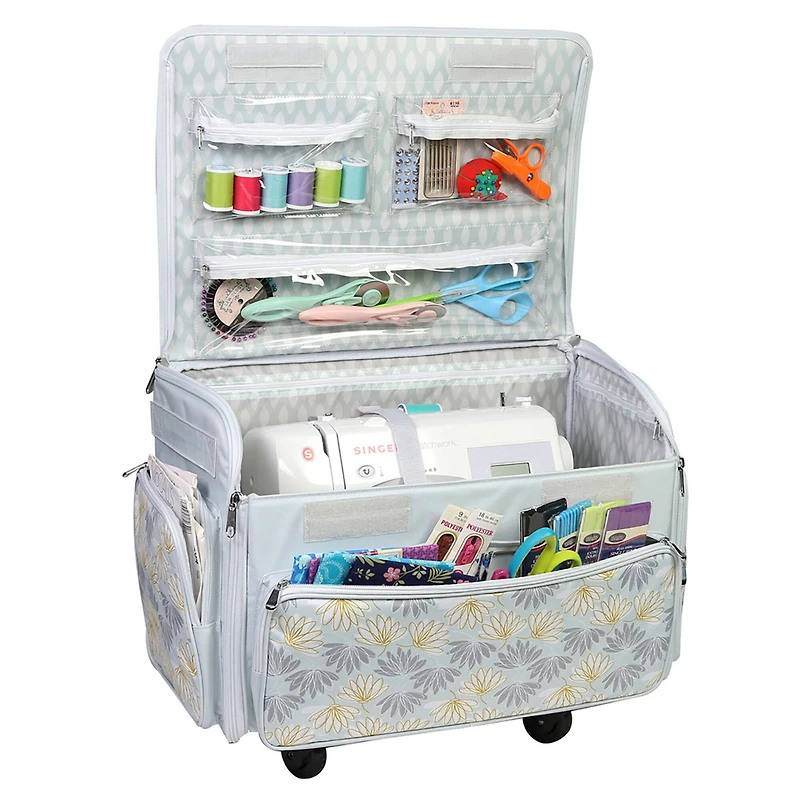 Everything Mary White 4-Wheels Deluxe Sewing Machine Storage Case