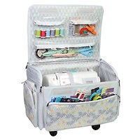 Everything Mary White 4-Wheels Deluxe Sewing Machine Storage Case
