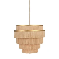 Hello Honey® Gold Metal with 5-Tiered Cream Fringe Pendant Lamp