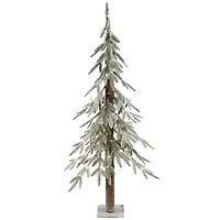 4ft. Pre-Lit Alpine Flocked Artificial Christmas Tree, Clear LED Lights