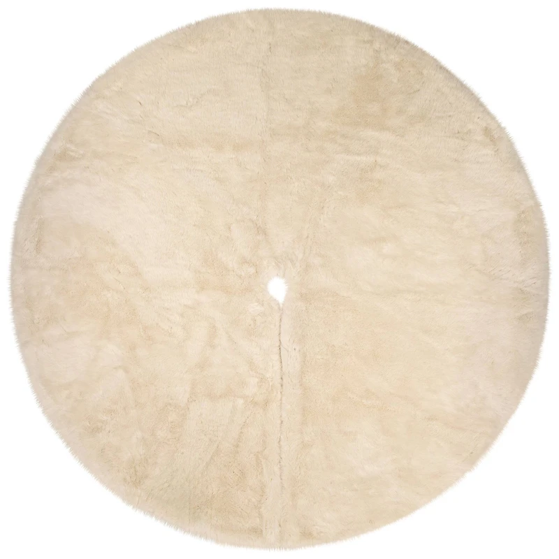 Faux Fur Round Tree Skirt - 84“ - White
