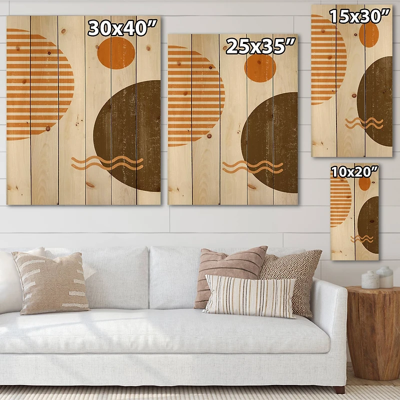 Designart - Abstract Minimal Sun and Moon In Earth Tones III