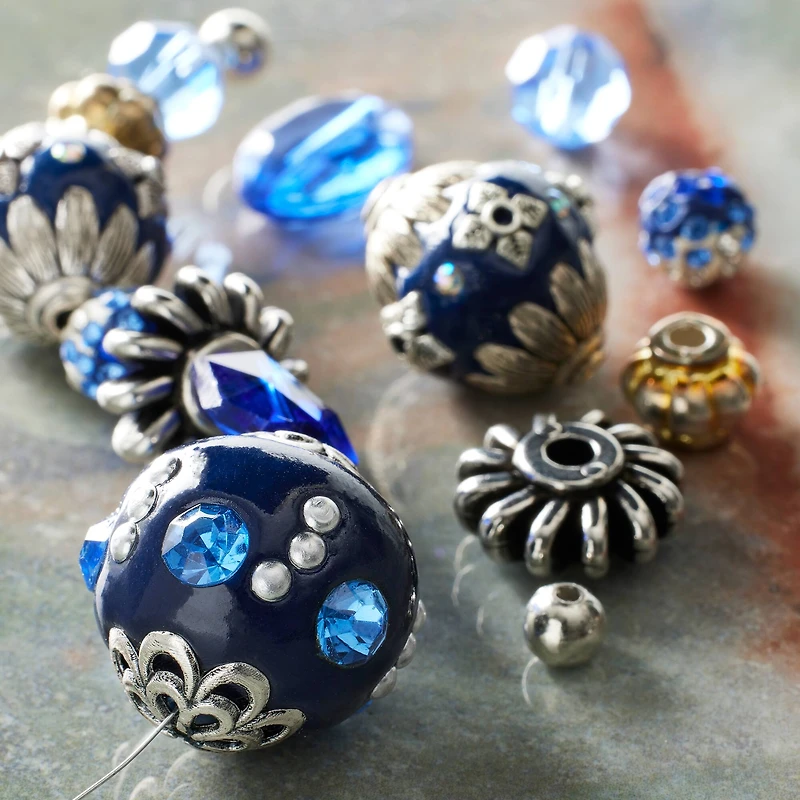 Royal Blue Strung Chunky Mixed Beads by Bead Landing™