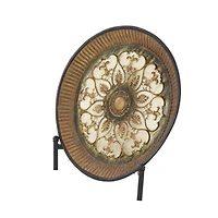 16" Gold Polystone Traditional Decorative Plate with Stand