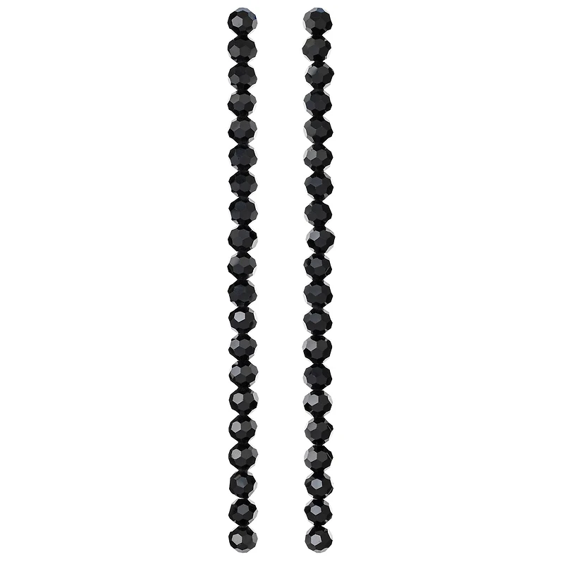 12 Pack: Black Faceted Glass Round Beads, 8mm by Bead Landing™