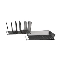Mind Reader Black 7-Section Metal Mesh Desktop File & Document Organizer Tray