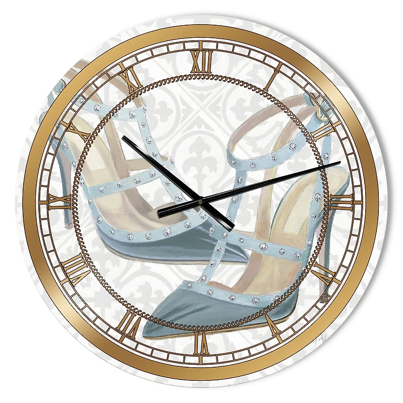 Designart 'Glam Cosmetics Blue Shoes Glam Wall Clock