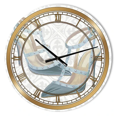 Designart 'Glam Cosmetics Blue Shoes Glam Wall Clock