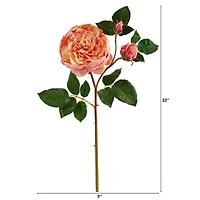 Peach & Pink Rose Stem, 6ct.
