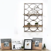 16.25" Wood & Metal Hanging Shelf Rack