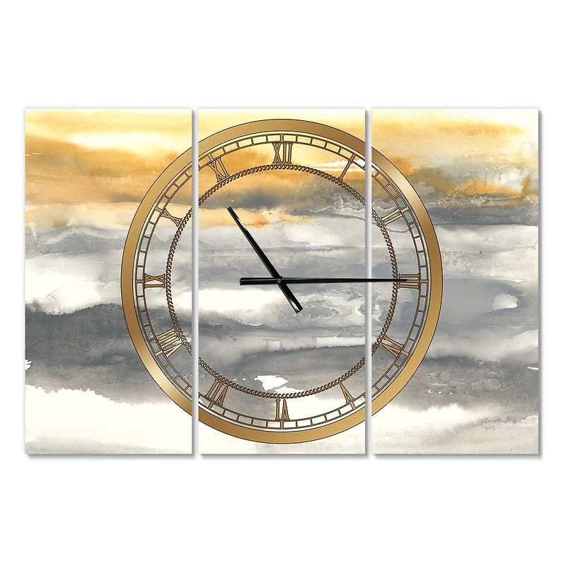 Designart 'Gold Glamour Direction Ii Modern Multipanel Wall Clock