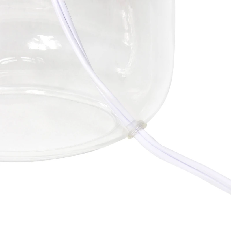 Simple Designs 14" Glass Table Lamp with Gray Fabric Shade