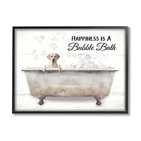Stupell Industries Happiness Is A Bubble Bath Dog In Tub Word Design Framed Wall Art