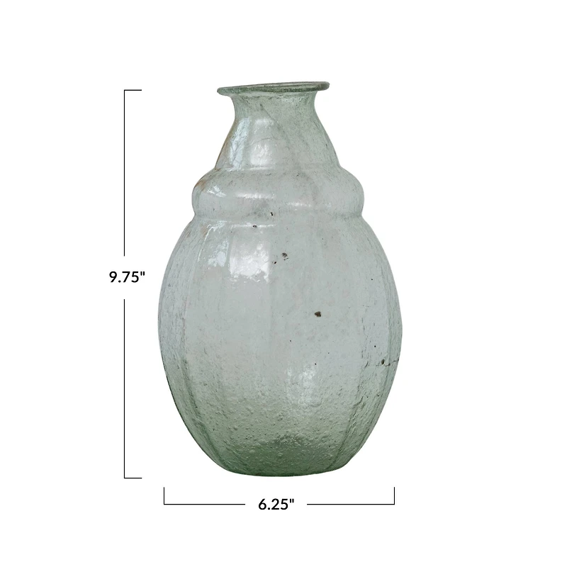 Hello Honey® 9.75" Clear & Light Green Round Serene Glass Vase