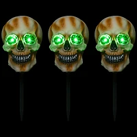 15" Lighted Skeleton Head Halloween Pathway Markers with Sound Set