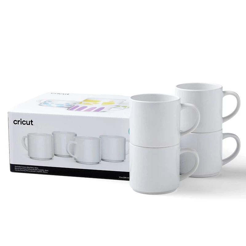 Cricut® 10oz. White Stackable Ceramic Mug Blanks, 4ct.