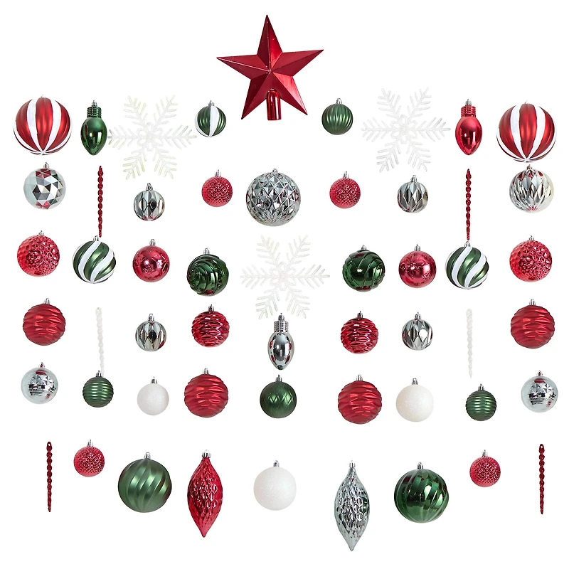100ct. Holiday Deluxe Shatterproof Christmas Tree Ornament Box Set