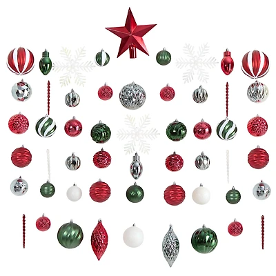100ct. Holiday Deluxe Shatterproof Christmas Tree Ornament Box Set