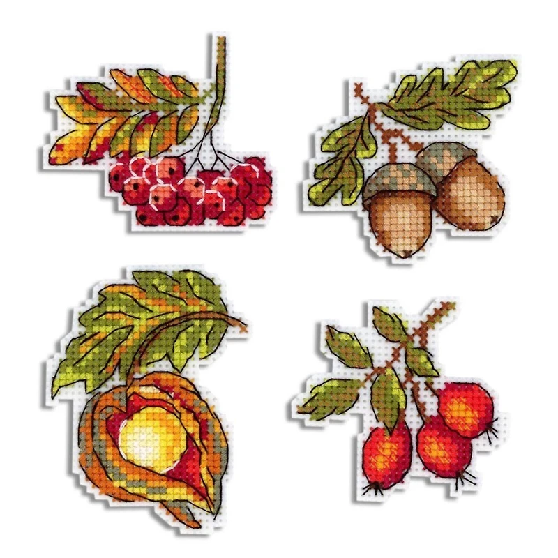 MP Studia Autumn Gifts Magnets Plastic Canvas Counted Cross Stitch Kit