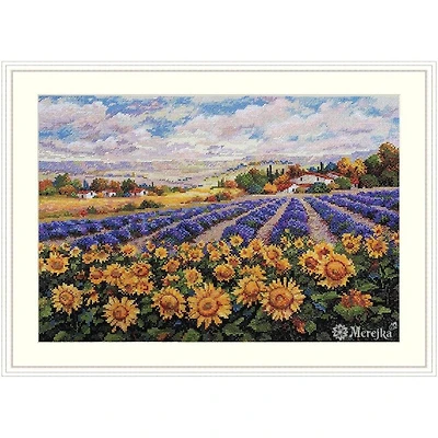 Merejka Fields of Lavender & Sunflowers Counted Cross Stitch Kit