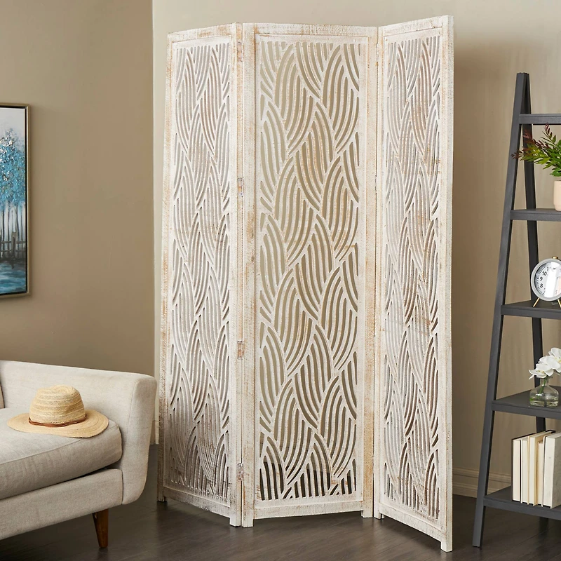 7ft. White 3-Panel Room Divider Screen