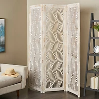 7ft. White 3-Panel Room Divider Screen