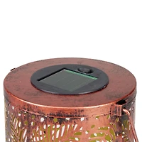 8" Bronze Foliage Outdoor Solar Lantern with Handle