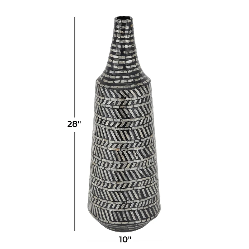 Black Shell Contemporary Vase, 28" x 10" x 10"