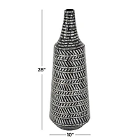 Black Shell Contemporary Vase, 28" x 10" x 10"
