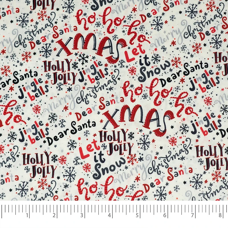 SINGER Santa's Words Print Ringspun Cotton Fabric