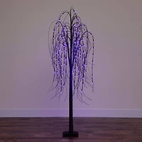 6ft. Orange & Purple LED Pre-Lit Halloween Black Willow Artificial Fall Tree