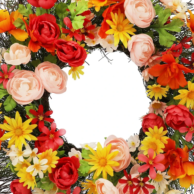22" Pink, Red, & Yellow Ranunculus Wreath by Ashland®
