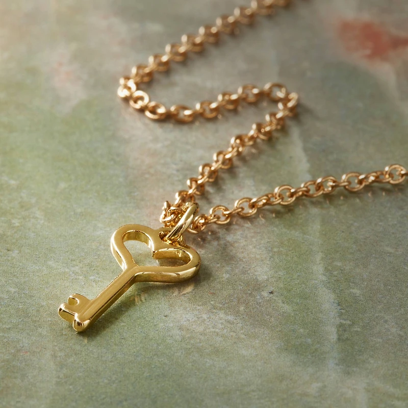 Charmalong™ 14K Gold Plated Heart Key Charm by Bead Landing™