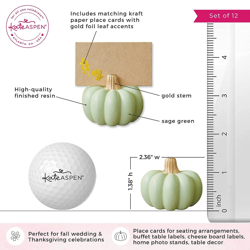 Kate Aspen® Mini Green Pumpkin Place Card Holder Set