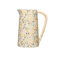 Hello Honey® 6.75" Stoneware Pitcher with Rattan Wrapped Handle