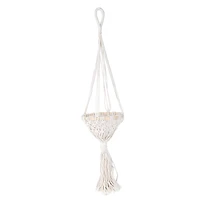 29.5" Natural White Macramé Hanging Cone Basket by Ashland®