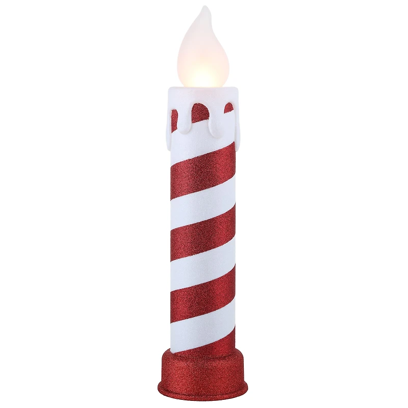 24" Red & White Blow Mold Stripe Candle