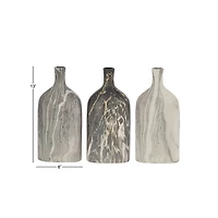 13" Gray Stoneware Contemporary Vase Set