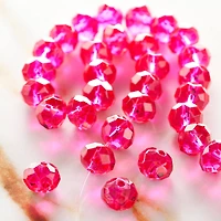 Fuchsia Faceted Glass Rondelle Beads, 8mm by Bead Landing™